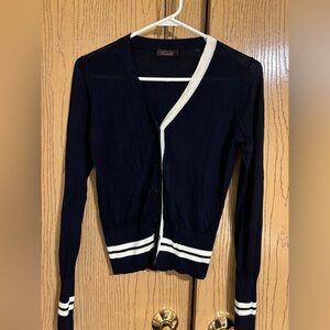 The Limited Navy Cardigan with White Trim